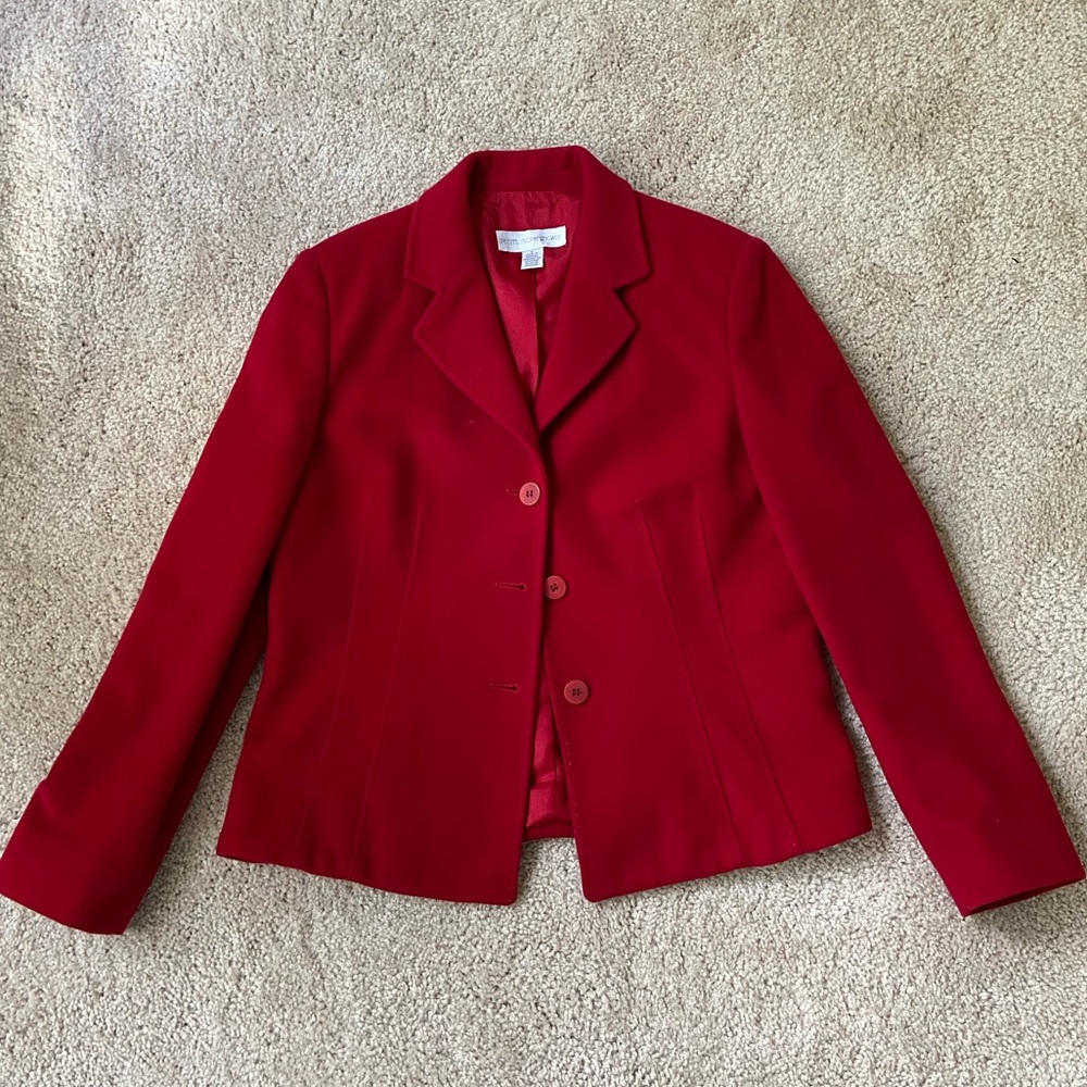 Petite Sophisticate Vintage Red Wool Blazer, Size 6